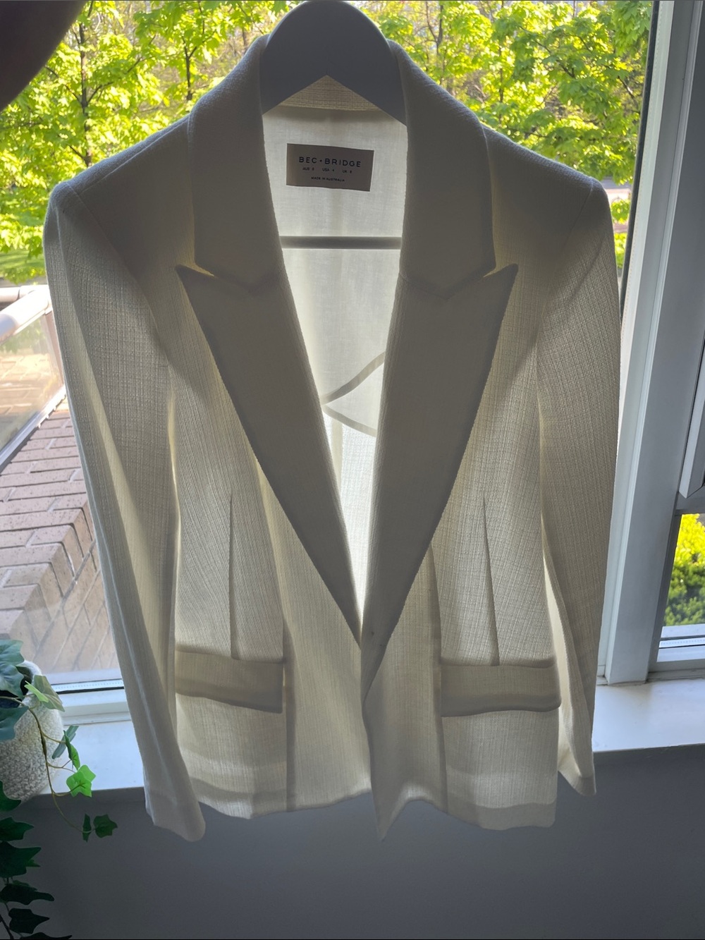 bec + bridge Ivory Sheer Knit Blazer